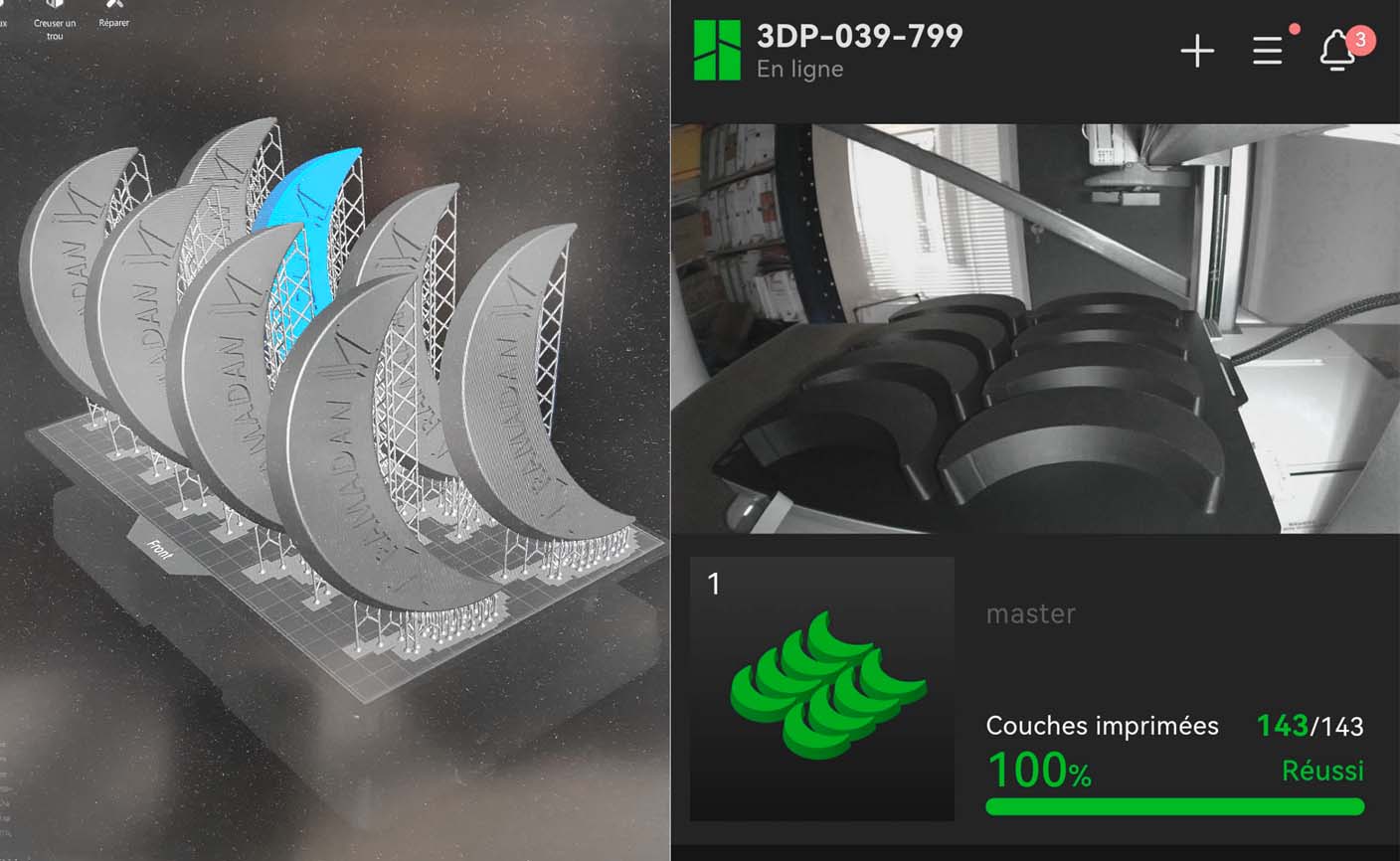 Petite série de pièces imprimées en 3D : préparation dans le logiciel et suivi de l'impression